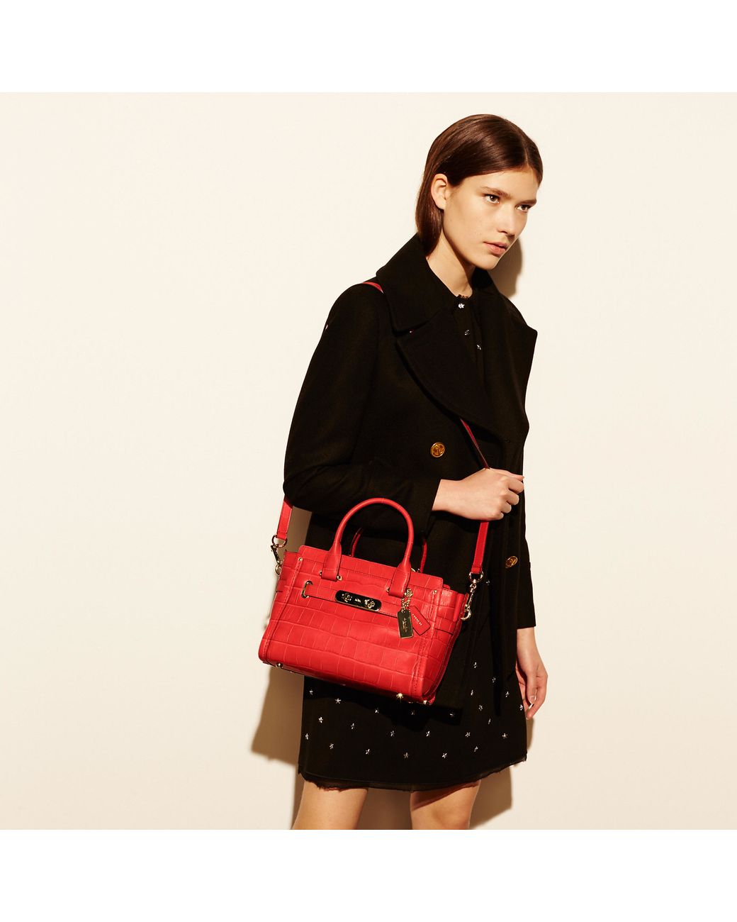 COACH Swagger 27 In Croc Embossed Leather Lyst